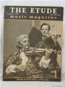 THE ETUDE MUSIC MAGAZINE November 1939 Nelson Eddy  