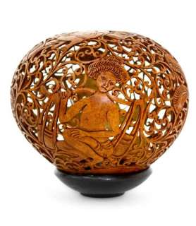 NEW! MAN W/ WATER JAR~Coconut Shell Sculpture~ NOVICA  