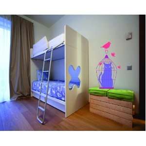  Removable Wall Decals   Cat in a cage with birds on the 