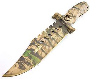 10.5 CAMO TACTICAL COMBAT BOWIE HUNTING KNIFE Survival Military Fixed 