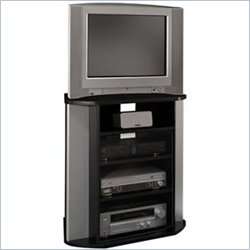 Bush Visions Corner TV Stand in Black with Metal Silver Finish [13297]