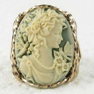   Goddess Butterfly Cameo Ring 14K Rolled Gold Custom Jewelry  