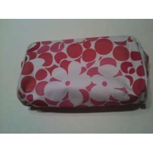 Clinique Makeup / Cosmetic Bag in a Pink and White Flower Print Canvas