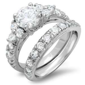 Cluster Ladies Round Cubic Zirconia CZ Wedding Bridal Engagement Ring 