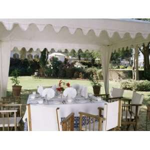  Dining Under Tented Awnings in the Garden with Croquet Set 