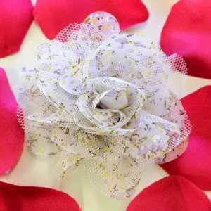  Floral Print Fabric Flower Hair Clip & Pin Brooch: F10454: Beauty