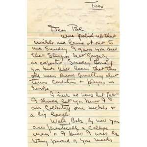  Bill Tilden Hand Written & Signed 2 Page Letter Psa Coa 