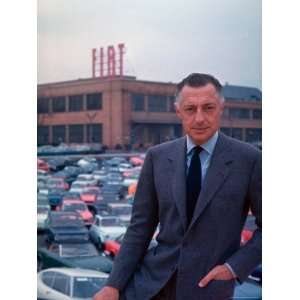 President of Fiat Gianni Agnelli Standing with Cars and Fiat Factory 