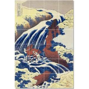 Katsushika Hokusai Ukiyo E Tile Mural Home Remodel Ideas  32x48 using 