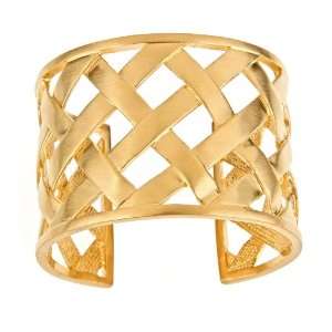  Kenneth Jay Lane   Satin Gold Basketweave Cuff Jewelry