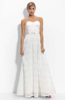 Adrianna Papell Pleat Bodice Rosette Ball Gown  