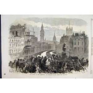  1865 Funeral Lord Palmerston Charing Cross Old Print