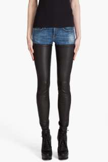 R13 Denim Leather Chap Jeans for women  
