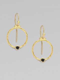 GURHAN   24K Gold & Black Diamond Hoop Earrings