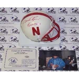  Signed Mike Rozier Mini Helmet   Riddell Nebraska 