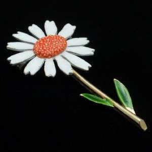 Daisy Flower Brooch Pin Vintage Enamel by ART  