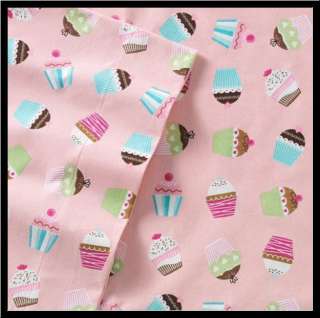 PINK CUPCAKE Heavy Cotton FLANNEL Sheet Set 4 pc QUEEN *NEW*  