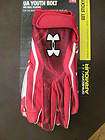 new under armour red white youth bolt small football glove
