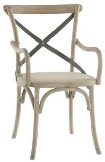 Kasson French Country Paris Cafe Wood Metal Dining Arm Chair  