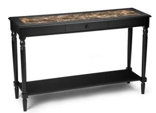 French Country Black Marble Style Console Sofa Table  