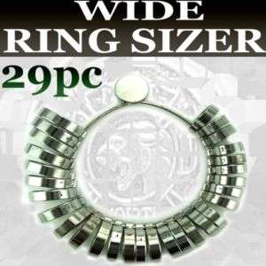 Mazbot 29pc Wedding Band Finger Sizer Wide Metal Gauges  