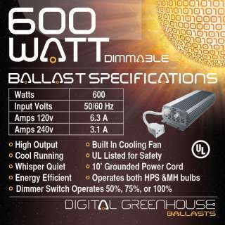 brand new 100 % complete digital greenhouse digital dimmable 600 watt 