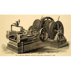 1874 Print Double Hoisting Machine Todd & Rafferty Paterson Antique 