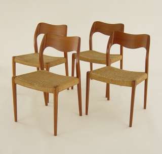   Mid Century Danish Modern Moller Teak Dining Chairs Eames Era  