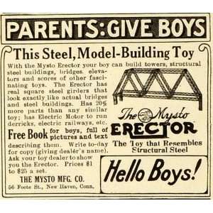  1913 Ad Mysto Steel Model Building Erector Set Children 
