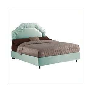   King Skyline Shantung Reflection Shirred Border Upholstered Fabric Bed