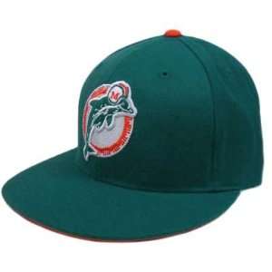   NESS HAT CAP MIAMI DOLPHINS THROWBACK VINTAGE LOGO FITTED 8 FLAT BILL