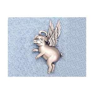  Flying Angel Pig With Halo Silver Pewter Pin by JJ Jonette 