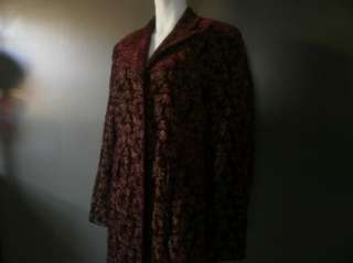 PETERMAN Red Burgundy Gold Velvet Winter Long Coat Jacket 10 M 