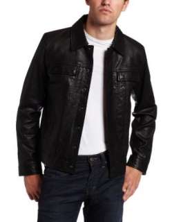  Ben Sherman Mens Denim Style Leather Jacket Clothing