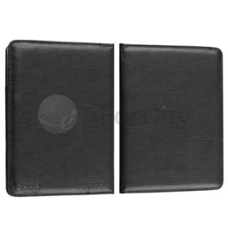 Black Plain Folio Leather Case Cover For  Kindle Touch  
