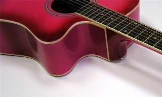 Kona Cutaway Pink Acoustic Guitar   Gloss Finish