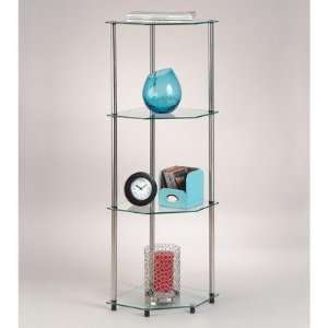   Gallery Classic Glass Series Four Tier Corner Shelf Furniture & Decor