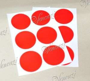 Serrated Round Sticker/Label for Embosser  Red 24pcs  