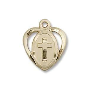  Gold Filled Heart / Cross Medal Pendant Charm with 18 Gold Filled 