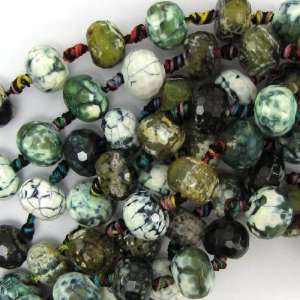 10x13mm faceted green crab agate rondelle beads 7