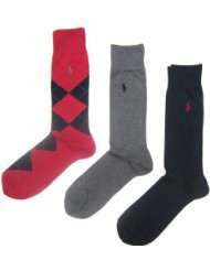   Set of Three Mens Dress Socks Grey, Blue, Red Argyle (Size 10 13