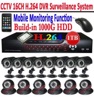 14 SONY CCTV Cameras 16CH 1TB H.264 Network DVR System  