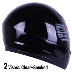   Black Full Face Motorcycle Helmet DOT +2 Visor (X Large) Automotive