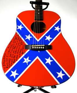 Lynyrd Skynyrd Signed Confederate Flag Guitar w/ Lyrics Product Image