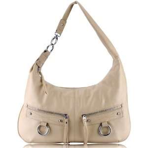  Jennifer White Italian Leather Hobo Bag 