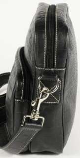Paravidino Black Crocodile Printed Leather Crossbody Shoulder Bag 