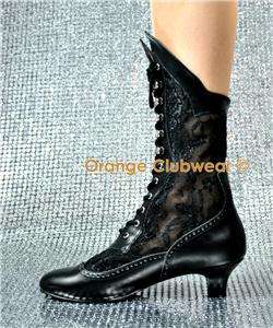 Lace Victorian Vintage Style Wild West Boots Shoes  