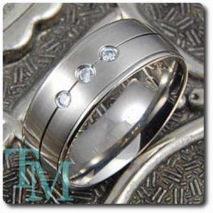 8MM Titanium Wedding Bands Mens Diamonds Rings Jewelry  