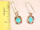 Vintage Sterling Silver Turquoise Chip inlay Dangle Ear
