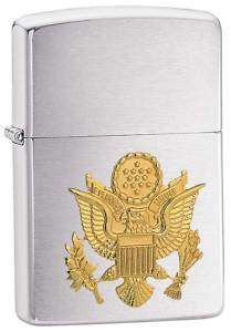 Chrome US Army Crest Zippo Lighter  